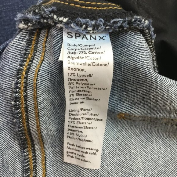 Spanx Womens Large Dark Wash Skinny Denim Leggings With Distressed Details - Picture 11 of 12